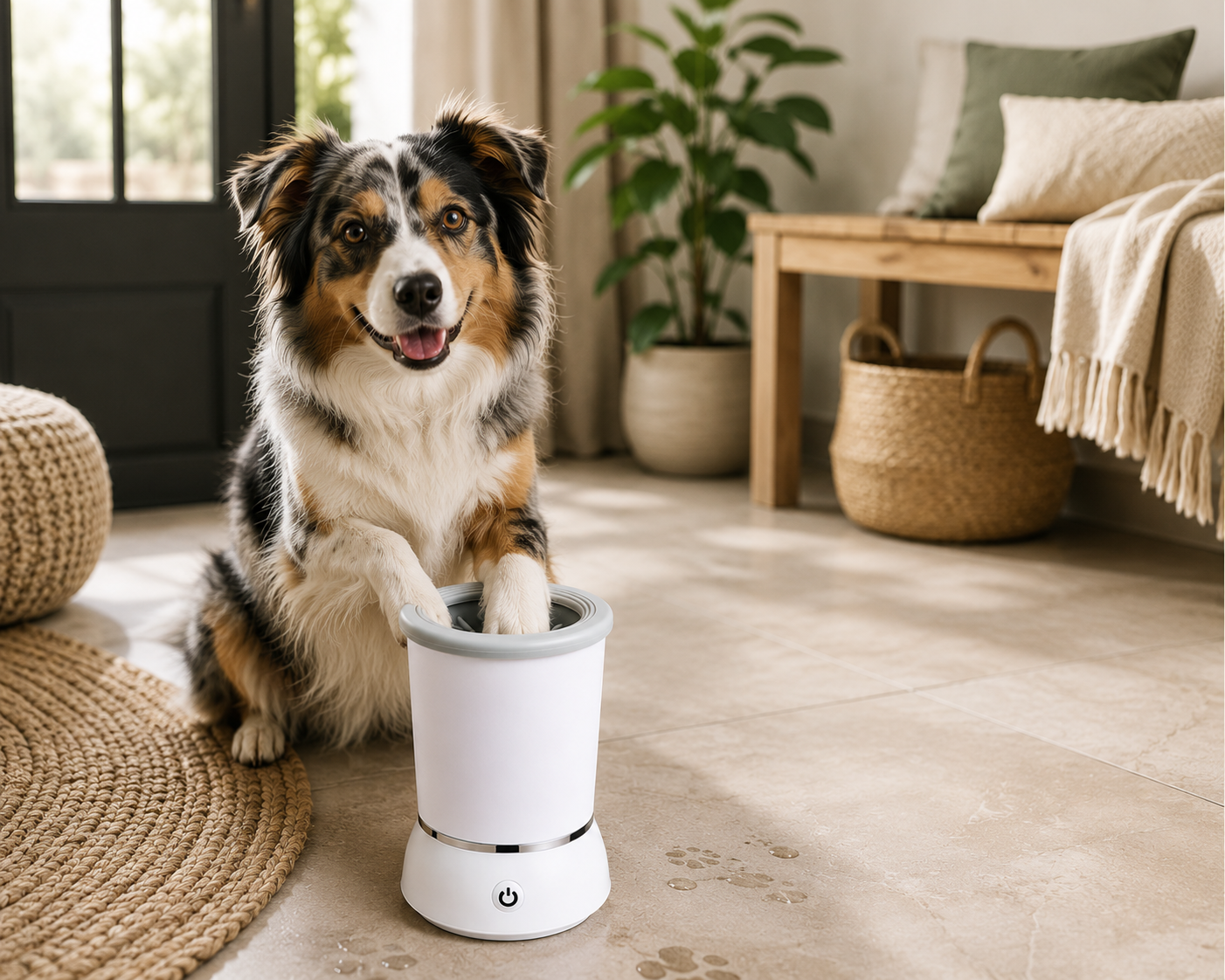 Nettoyeur de Pattes Frimousse™ — Gobelet de Lavage Automatique pour Chien & Chat
