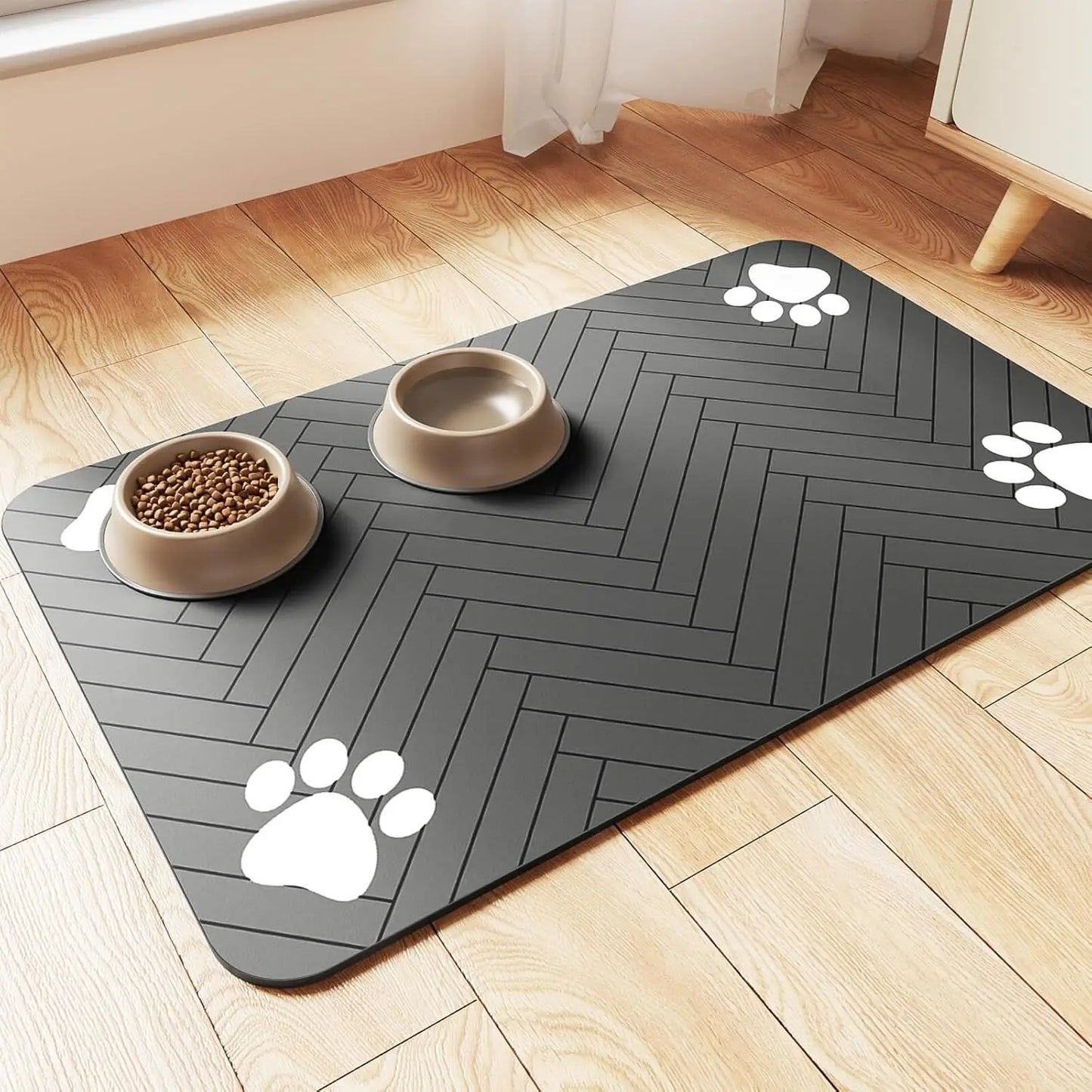 Tapis d'alimentation absorbant pour chien et chat – Antidérapant imperméable