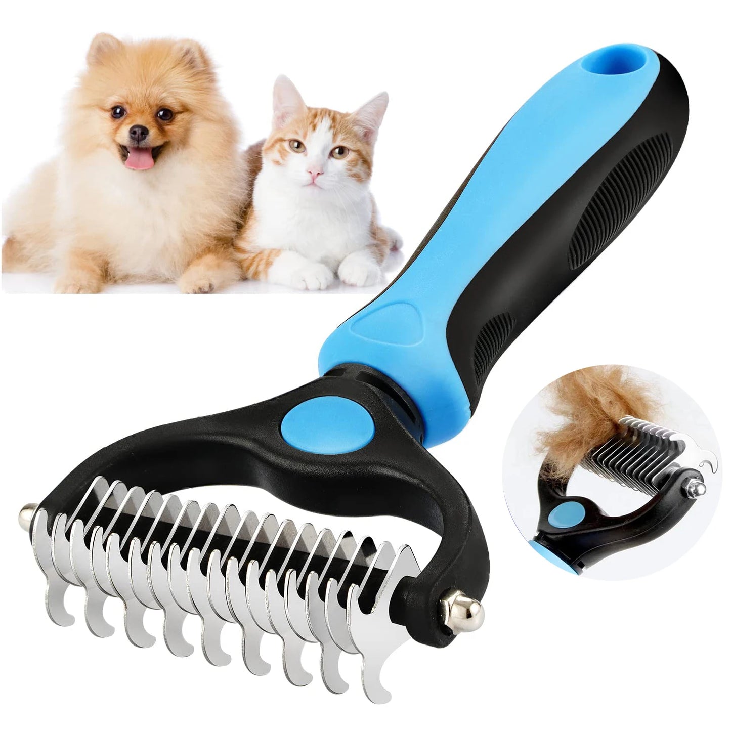 Brosse Démêlante Frimousse™ — Démêloir Professionnel Double Face pour Chien & Chat